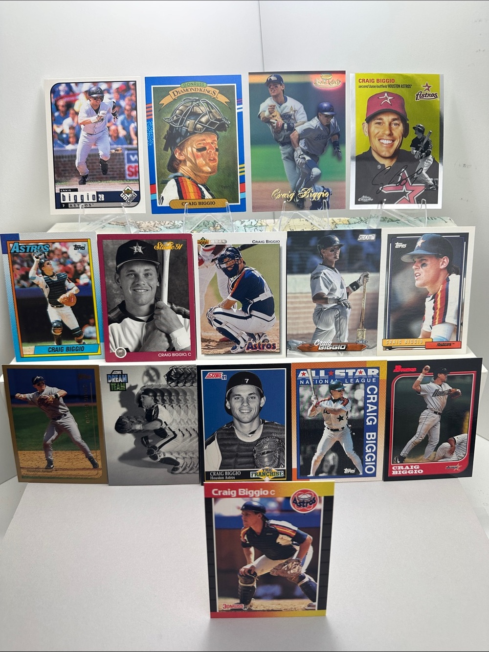 Craig Biggio Rookie card in Astros vintage lot of 15
